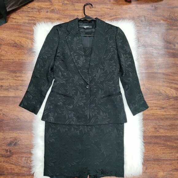 Vintage Emanuel Ungaro Womens Black Jacquard Blazer & Dress Set 6 Petite - Picture 2 of 16